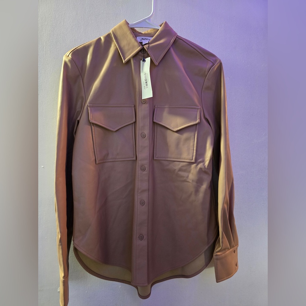 Lisadnye The Drop Tan faux leather shacket